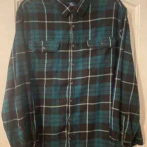 Men’s George Green and Black Checkered Long Sleeve Button Down Shirt 4X